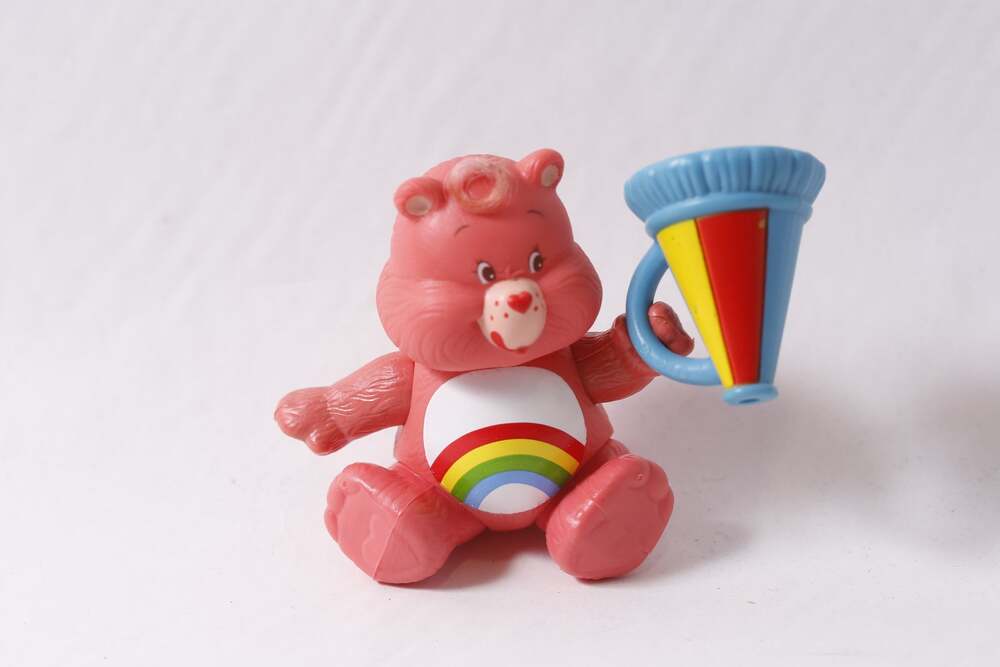 Care Bears Cheer Bear with Megaphone Poseable Figurine Vintage ~ 260317-WH 986